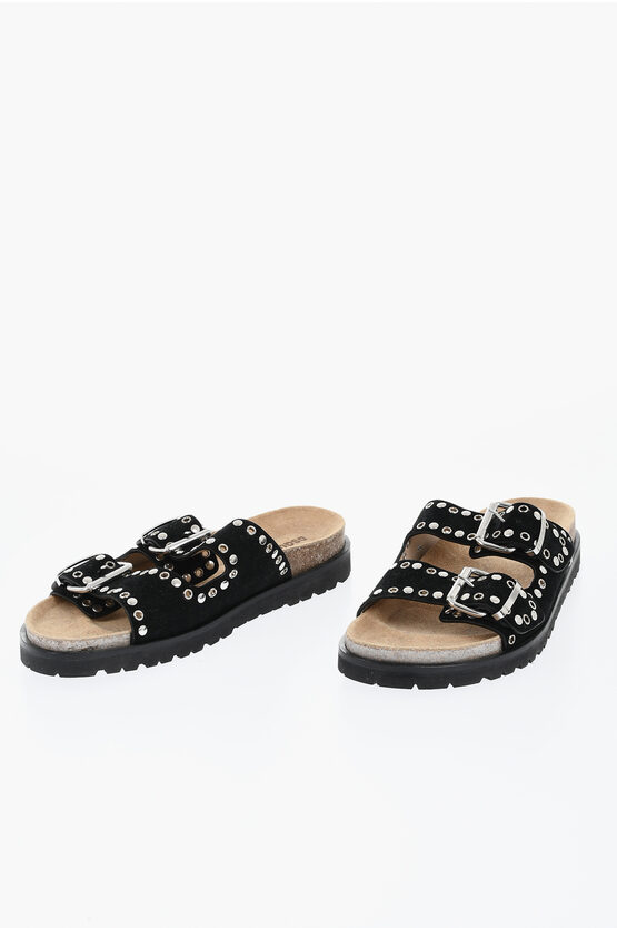 Dsquared2 Suede Double Buckle Sandals With Studs