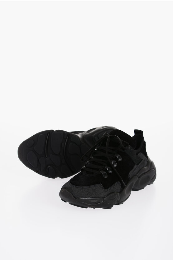 JIL SANDER SUEDE HAIRY SNEAKERS WITH CHUNKY SOLE