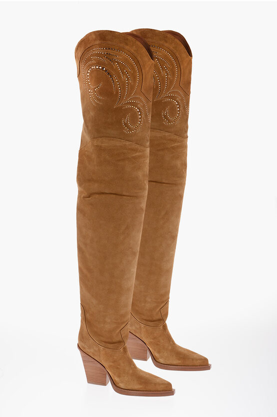Paris Texas Holly Dakota Suede Over-the-knee Boots In Caramel