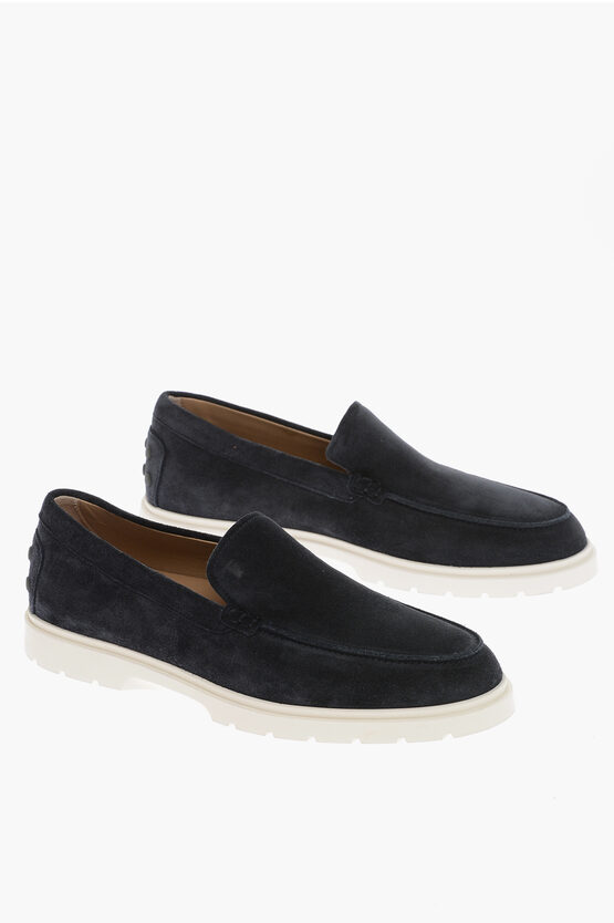 Tod's Suede Ibrido Loafers With Contrasting Sole In White