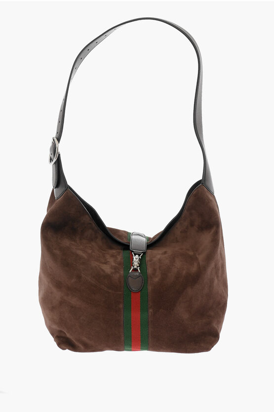 Shop Gucci Suede Jackie Shoulder Bag With Removable Pouch