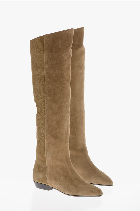 Shop Isabel Marant Suede Knee-lenght City Boots