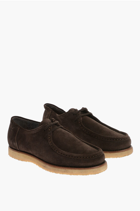 Corneliani Suede Lace-up Loafers In Black