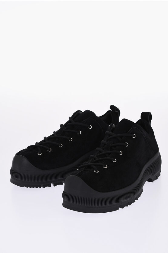 Jil Sander Suede Lace-up Sneakers With Vibram Sole