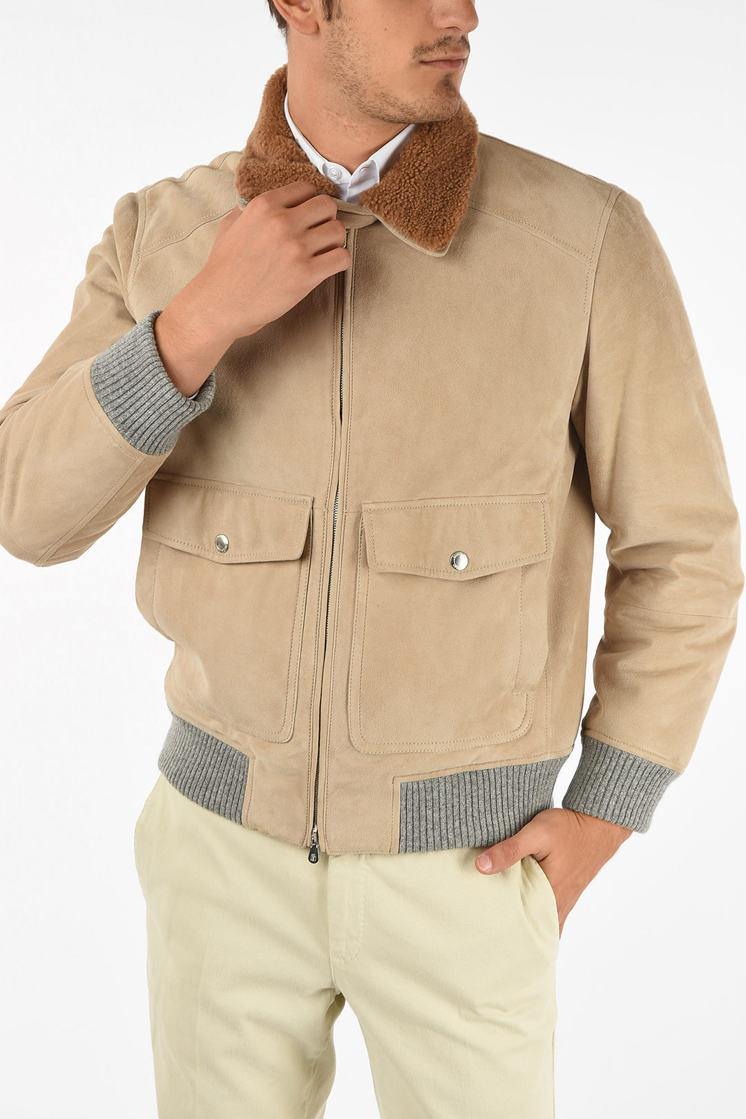 Brunello Cucinelli Suede Leather Flight Jacket men - Glamood Outlet