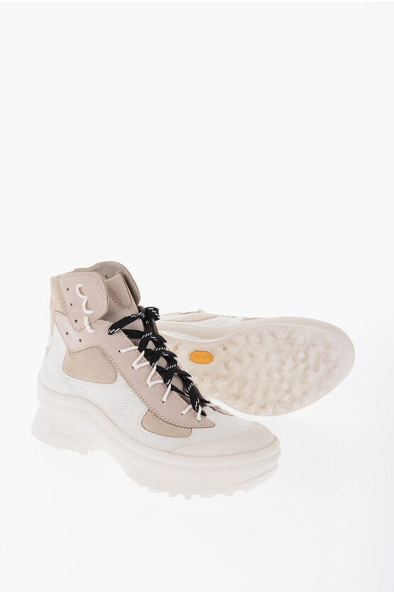 Jil Sander Suede Leather High-top Trainers With Vibram Soles In Multi