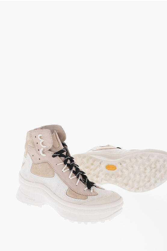 Jil Sander Suede Leather High-top Sneakers In White