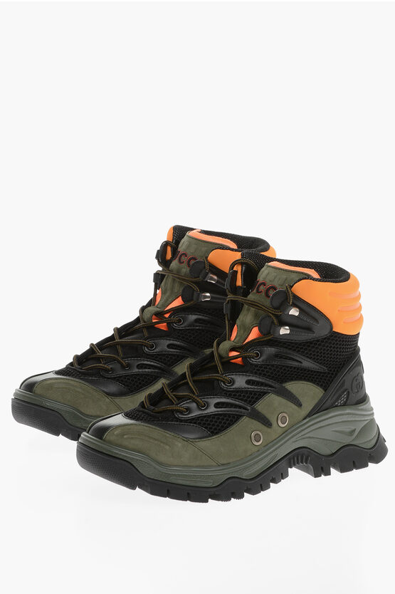 Gucci Suede Leather Hiking Boots In Green