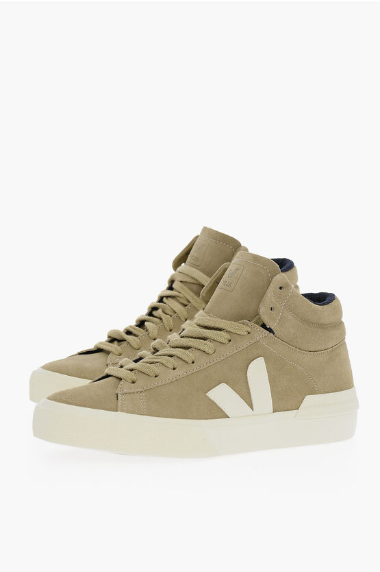 Veja Suede Leather Minotaur High-top Sneakers In White