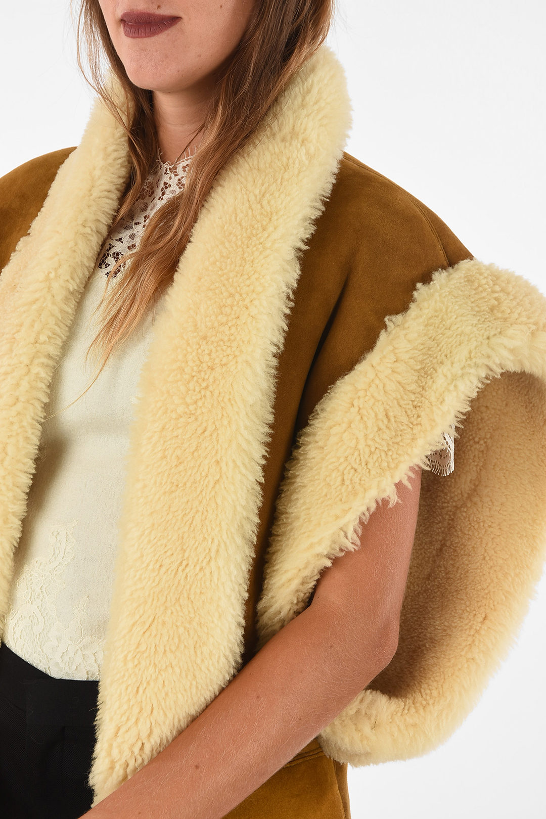 Celine suede leather sleeveless coat women Glamood Outlet