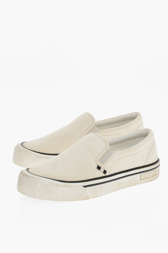 Bally Suede Leory Slip-on Sneakers In White