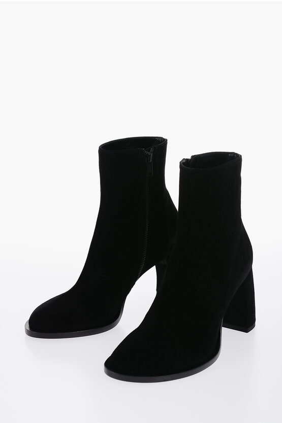 Shop Ann Demeulemeester Suede Lisa Ankle Boots With Curved Heel 9cm