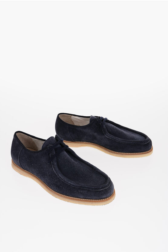 Shop Corneliani Suede Loafers With Contrast Sole