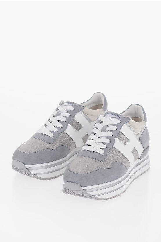 Hogan H483 Leather Platform Sneakers In Grey