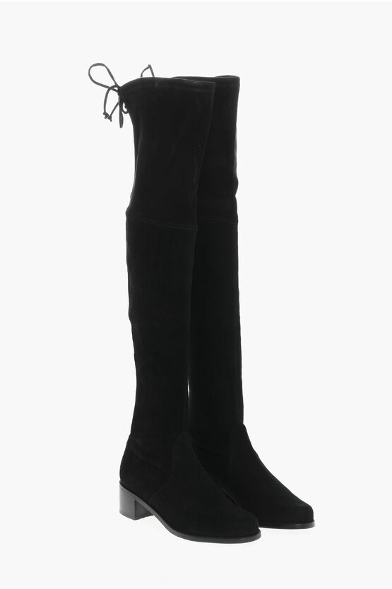 Stuart Weitzman Suede Midland Boots With Rubber Sole In Black
