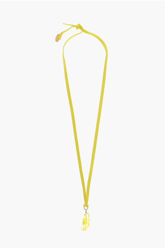 Forte Forte Suede Necklace With Glass Pendant And Knot In Yellow