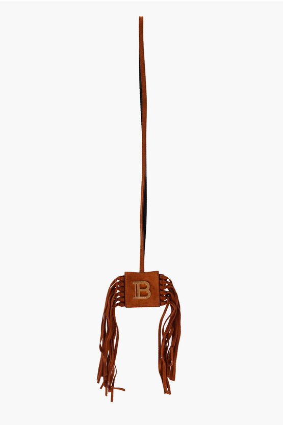BALMAIN SUEDE NETFLIX NECKLACE KEY HOLDER WITH FRINGES
