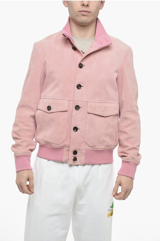 Bally Suede New Samantha Bomber Jacket With Utility Pockets In Pink