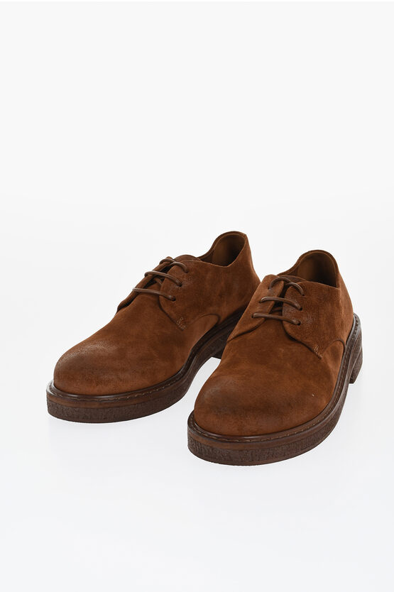 Marsèll Suede Leather Lace-up Derby Shoes With In Brown