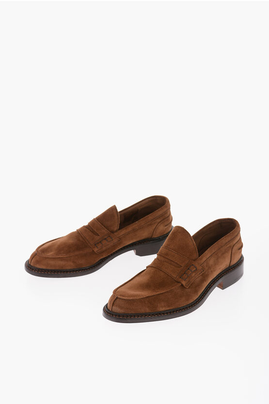 Shop Tricker's Suede Penny Loafers