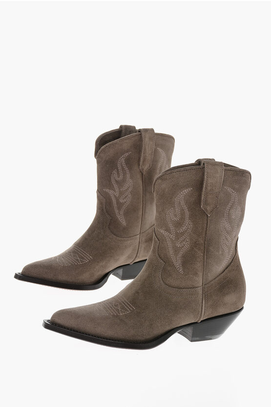 Sonora Suede Perla Texan Boots 5cm In Neutral