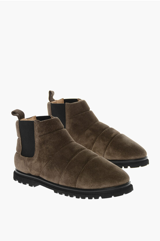 Nanushka Suede Quilted Ankle Boots In Brown