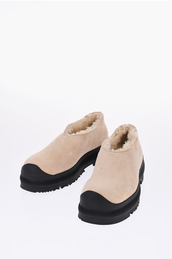 Jil Sander Suede Slip-on Sneakers With Shearling Lining