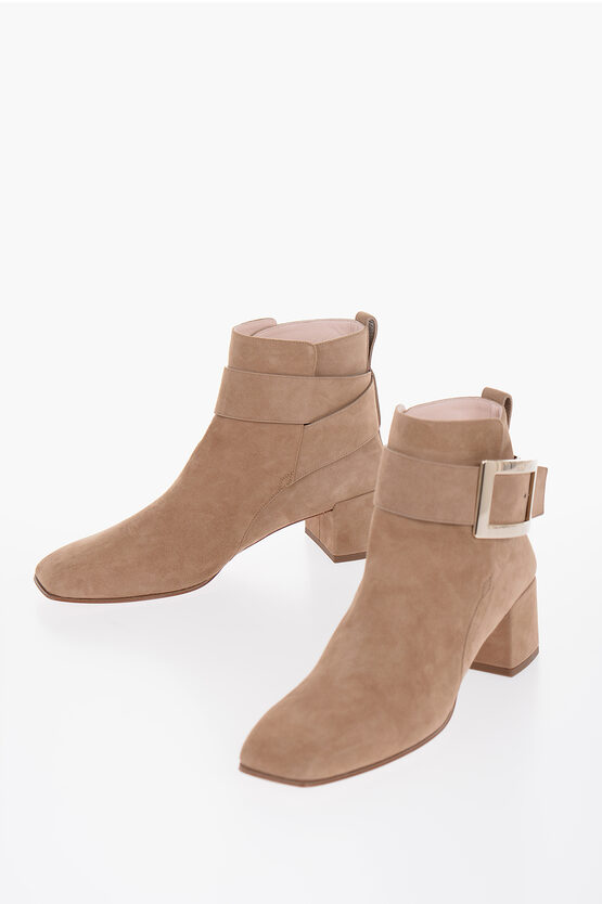 Shop Roger Vivier Suede So Ankle Boots With Squared Toe 5cm