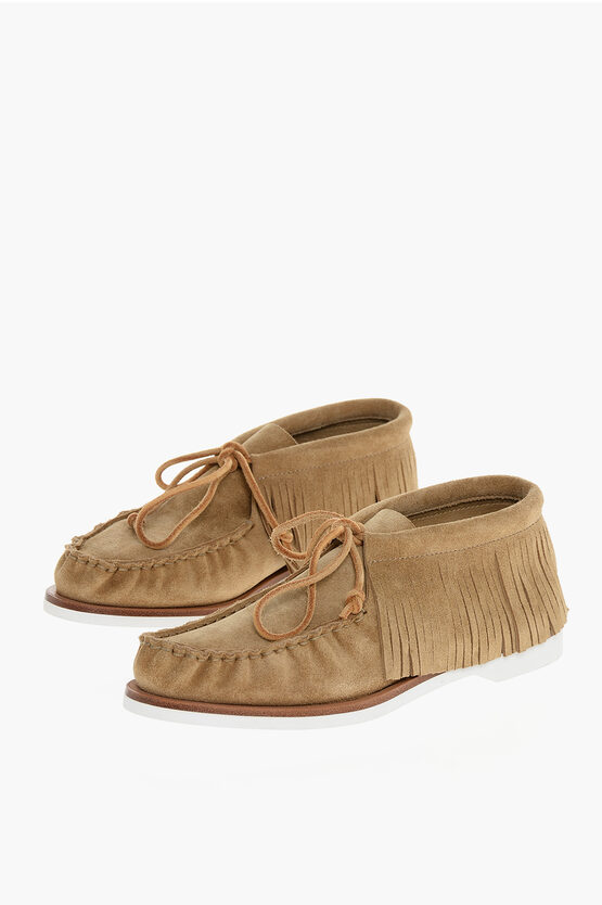 Pierre Hardy Suede Tahoe Loafers With Fringed Detail In Brown