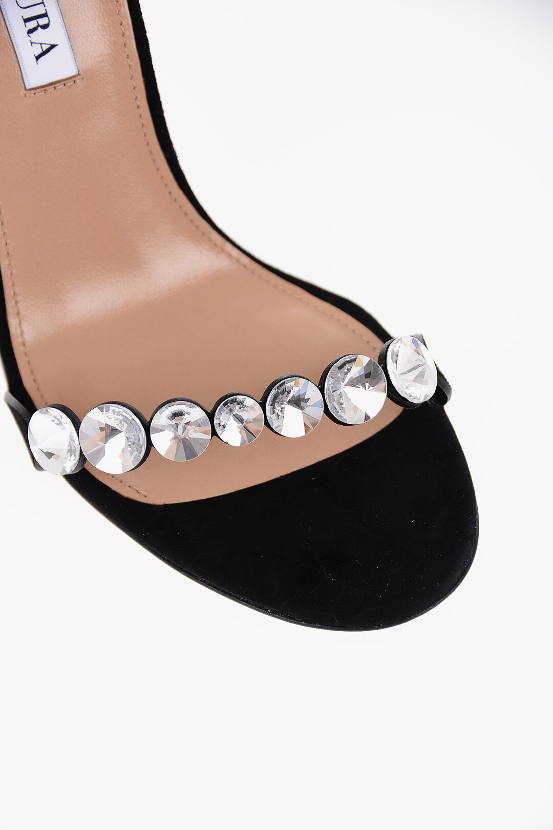 Aquazzura Suede TEQUILA Ankle-Strap Sandals with Jewels
