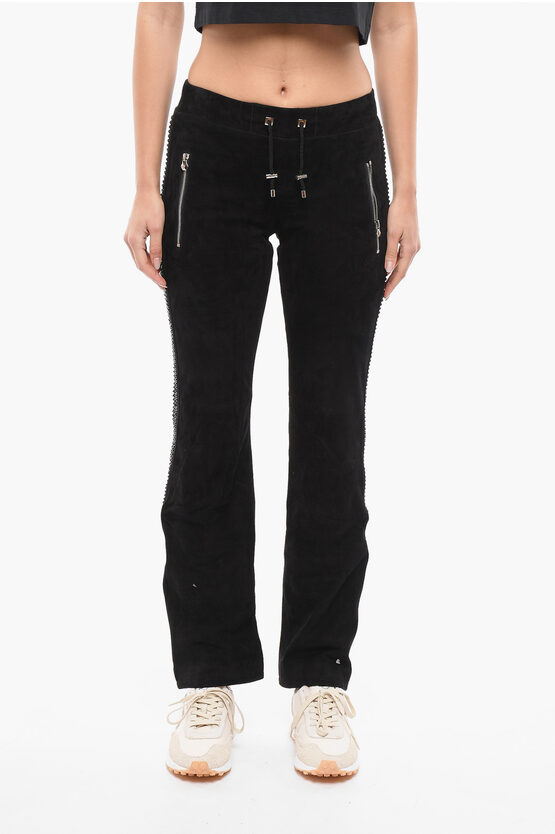 Philipp Plein Suede Too Good Sweatpants With Crystals In Black