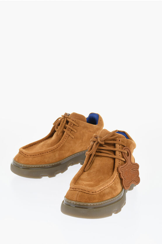 Burberry Suede Wallabee Shoes With Rubber Sole In Brown