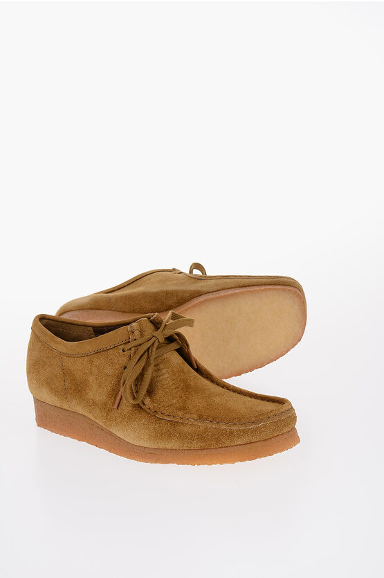 Clarks Suede Wallabee Shoes In White