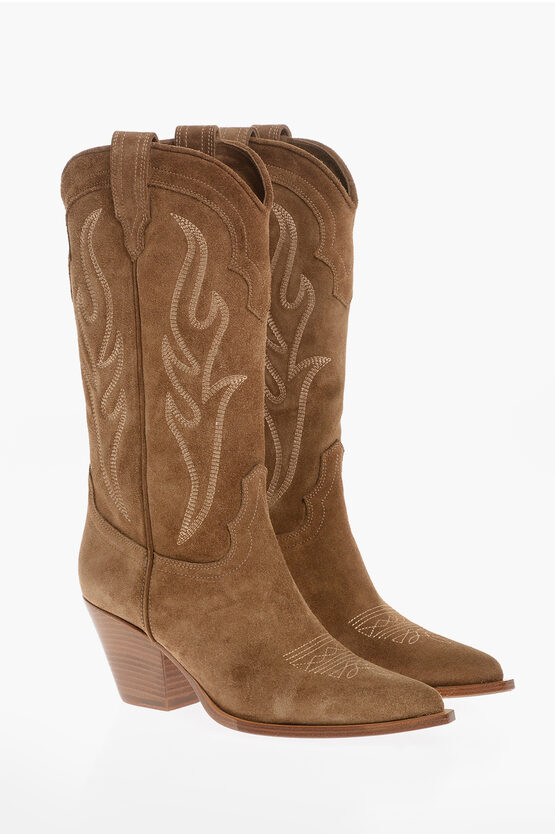 Shop Sonora Suede Western Boots With Point Toe 8cm