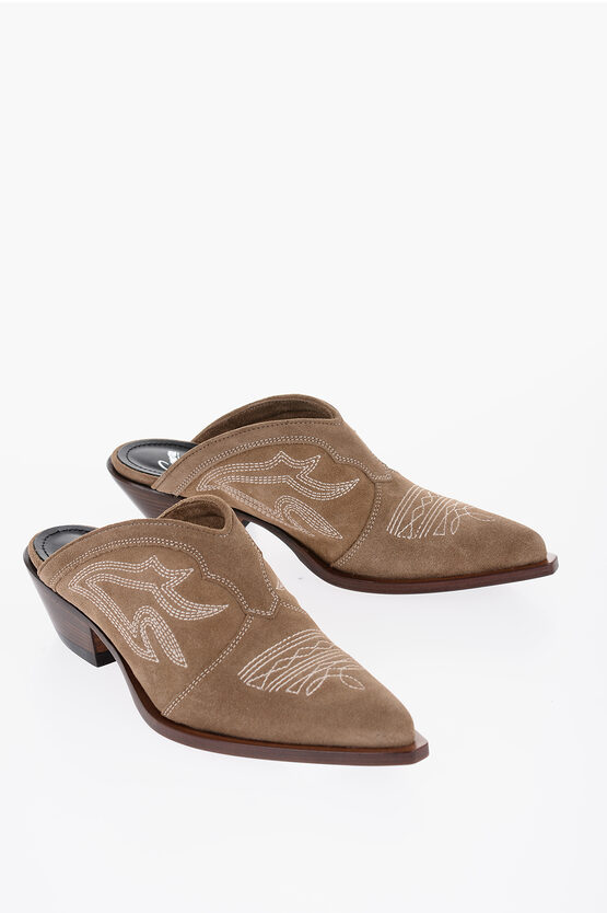 Sonora Suede Western Mules With Heel 5,5cm In Brown