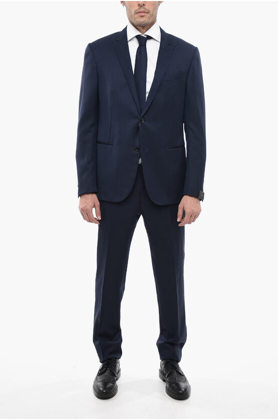 Corneliani Super 130's Wool Cerimonia Academy Slim Fit Suit In Blue