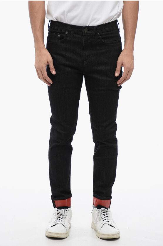 Shop Neil Barrett Super Skinny Fit Denims With Coated Cotton Cuffs 15cm