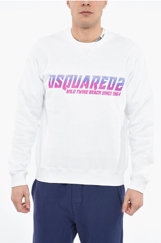 Dsquared2 Surf Hoodie Sweatshirt With Lettering In White