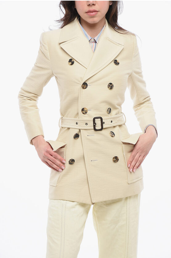Saint Laurent Double-breasted Belted Cotton And Wool-blend Tweed Jacket