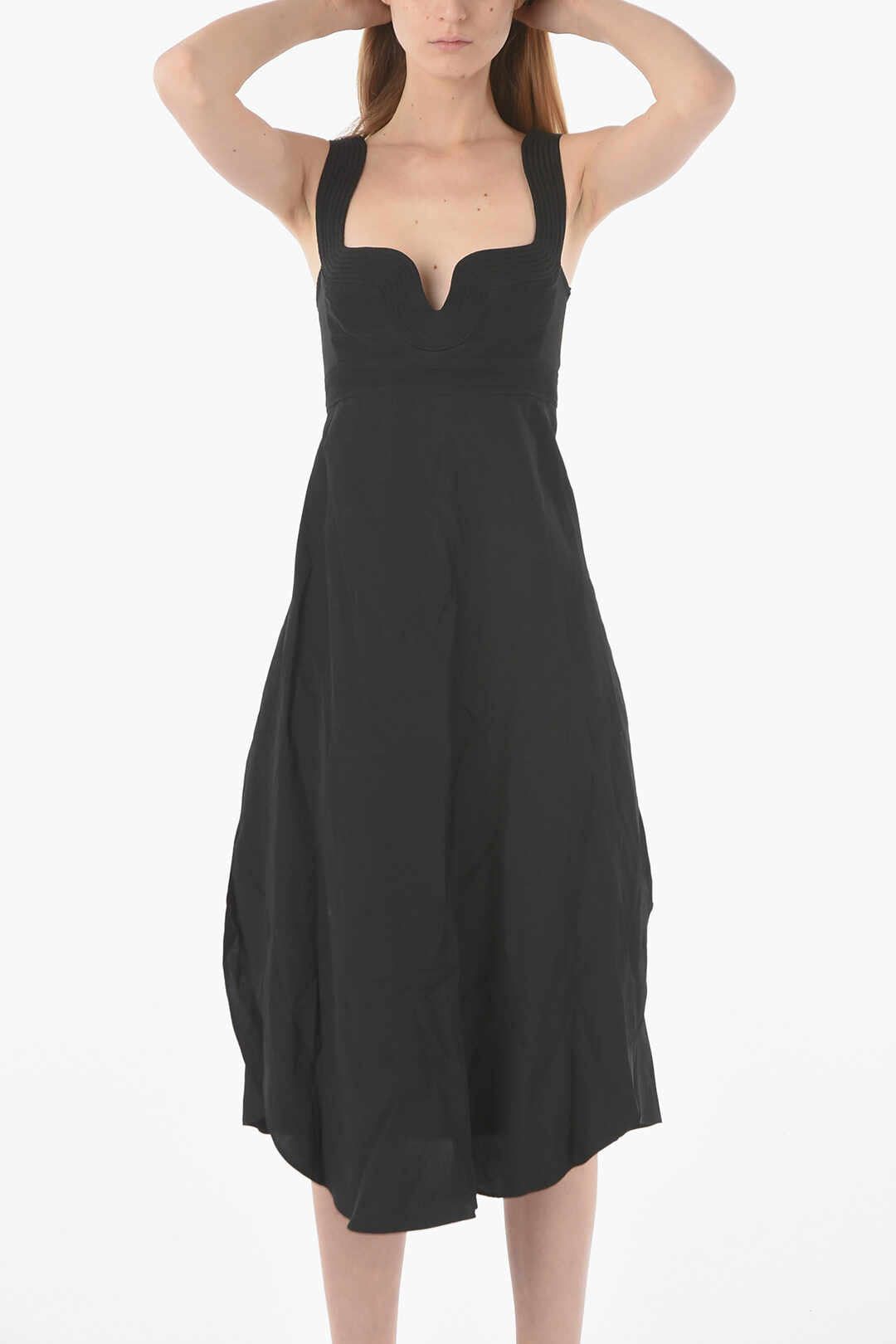 Stella McCartney Sweetheart Neckline Flax Blend Flared Dress