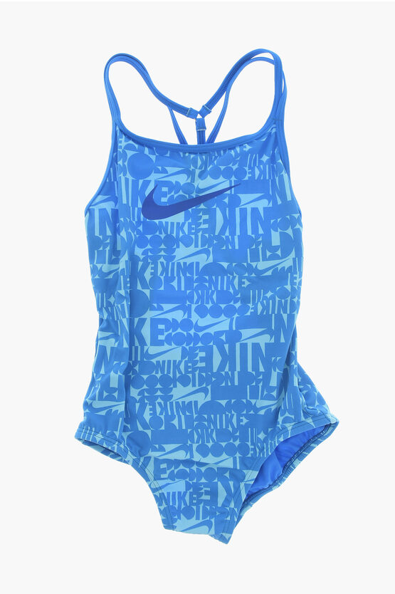 Shop Nike Swim All-over Logo Nylon Stretch One Piece Swimsuit