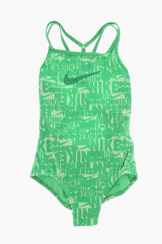 Shop Nike Swim All-over Logo Nylon Stretch One Piece Swimsuit