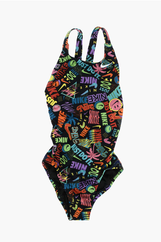 Nike Swim All Over Printed One Piece Swimsuit In Black