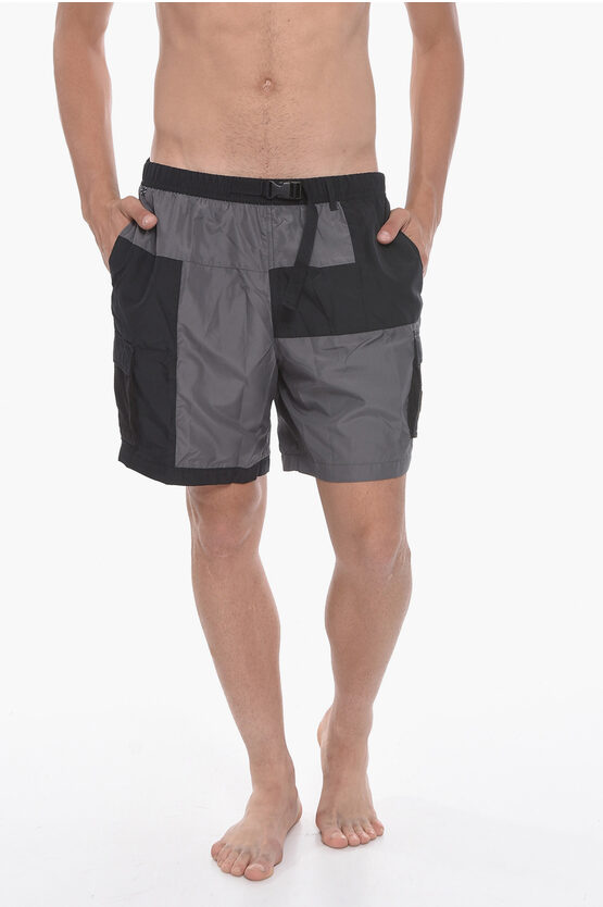 Nike Swim Color Block Cargo Swim Shorts In Black