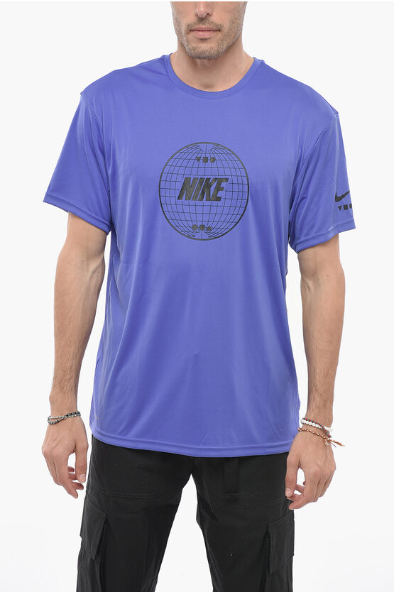 Shop Nike Swim Crew Neck Dri-fit T-shirt With Printed Logo