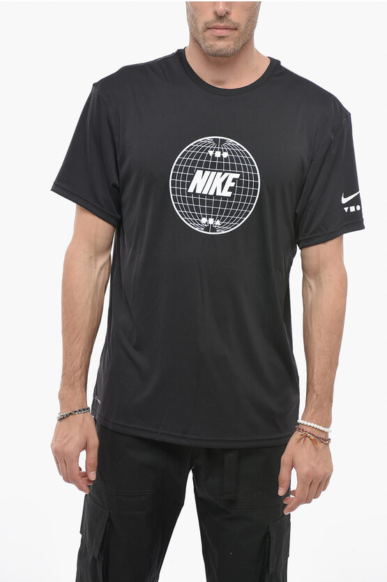 Shop Nike Swim Crew Neck Dri-fit T-shirt With Printed Logo