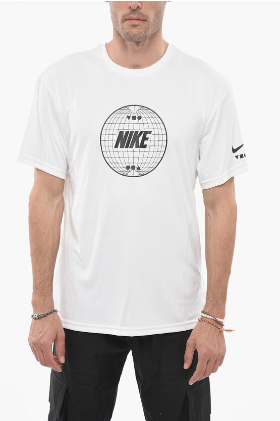 Shop Nike Swim Crew Neck Dri-fit T-shirt With Printed Logo