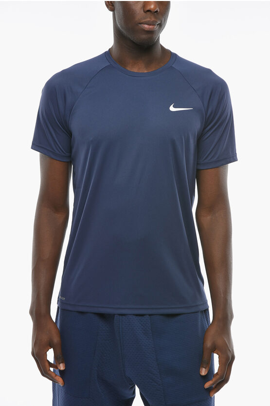 Nike Swim Logo Printed Dri-fit T-shirt In Blue