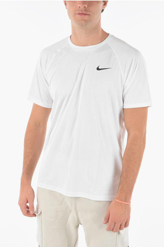 Nike Swim Logo Printed Solid Color Dri-fit T-shirt In White