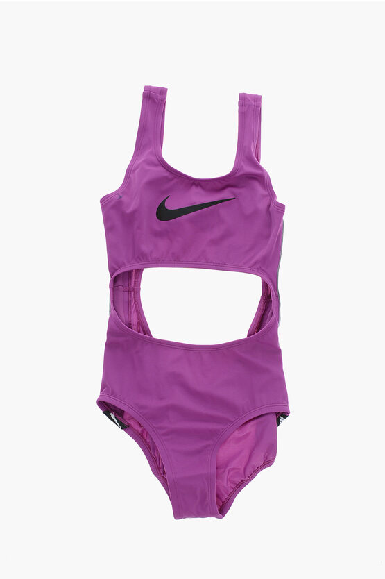 Nike Swim One Piece Swimsuit With Cut-out Detail In Purple